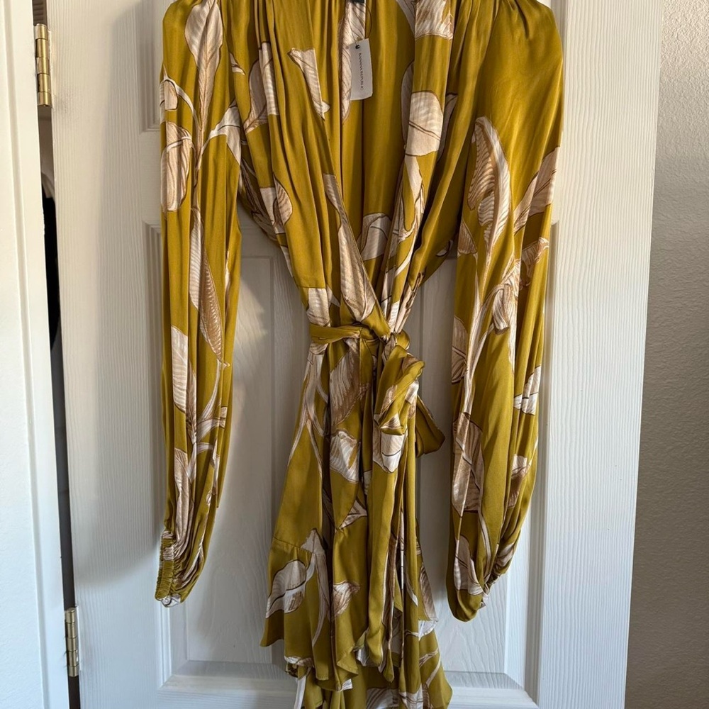 Banana Republic Mustard Leaf Print Dress